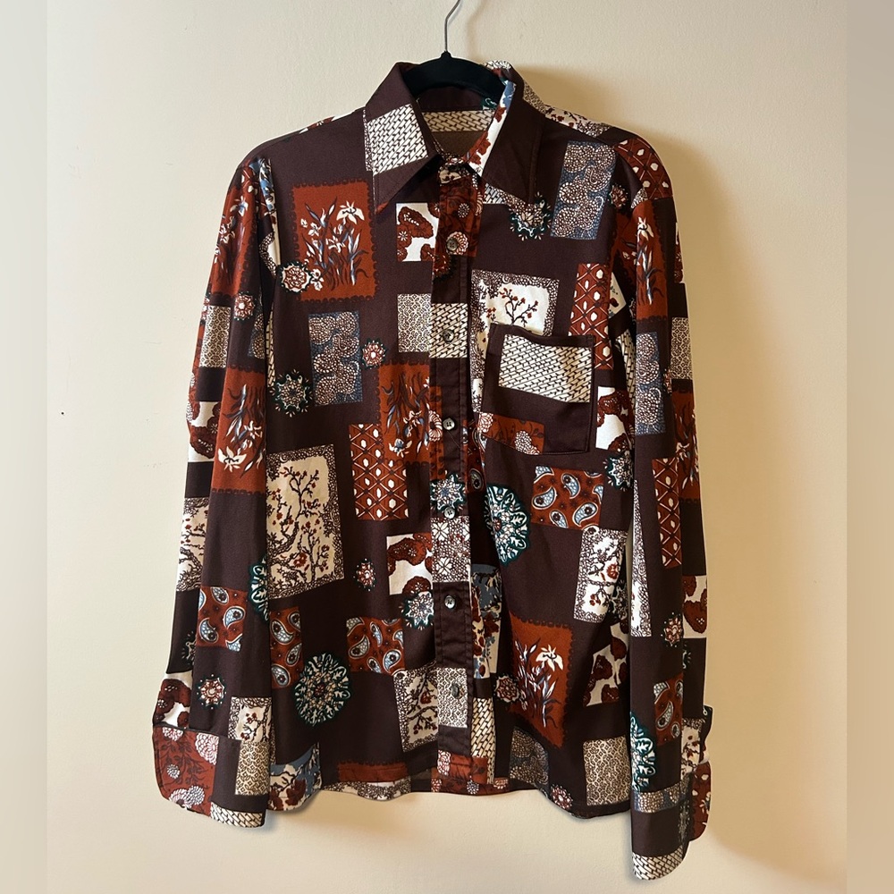 Women's Brown Patterned Blouse